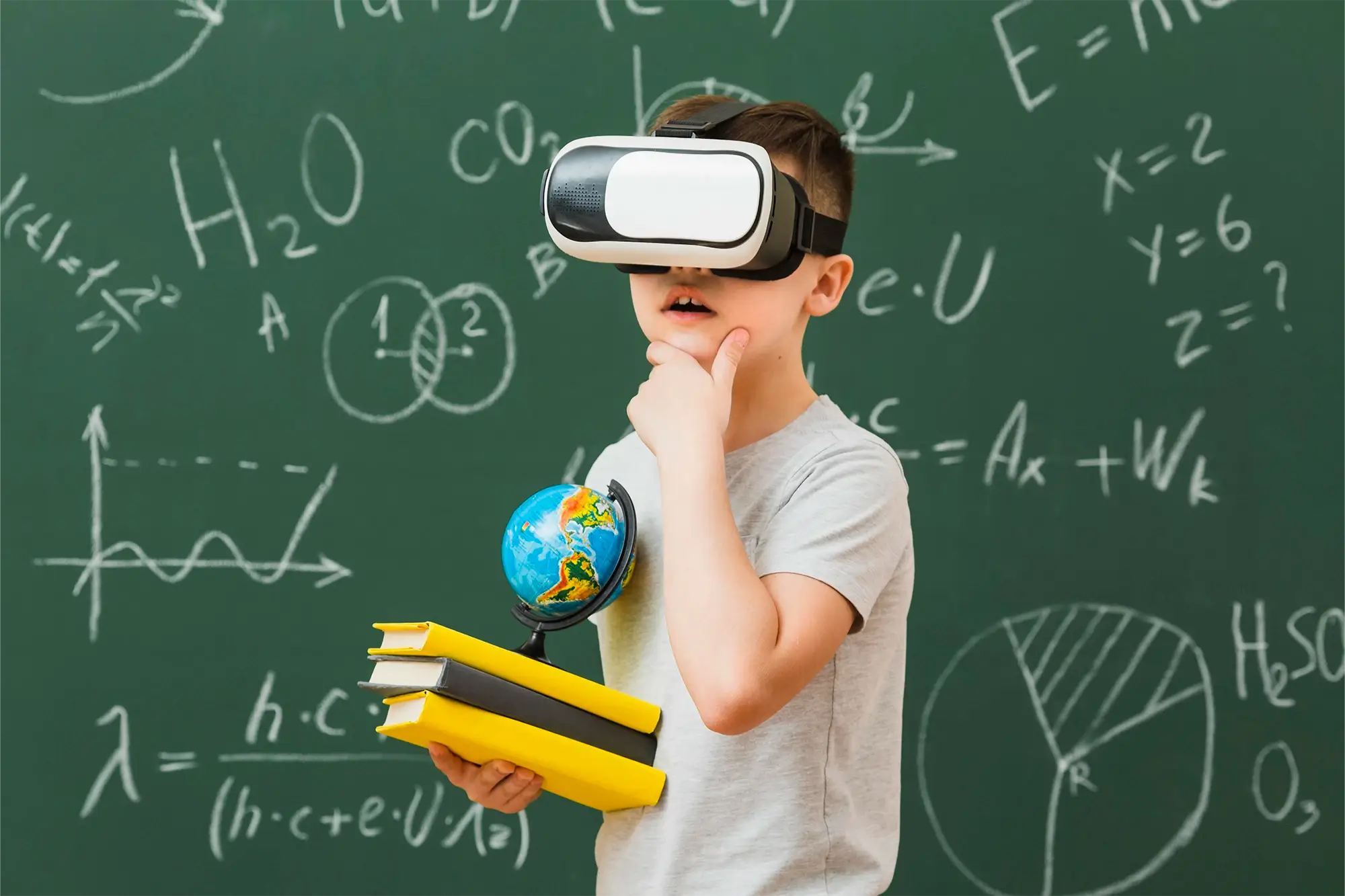 Criança utilizando ferramenta de IA nas escolas.
