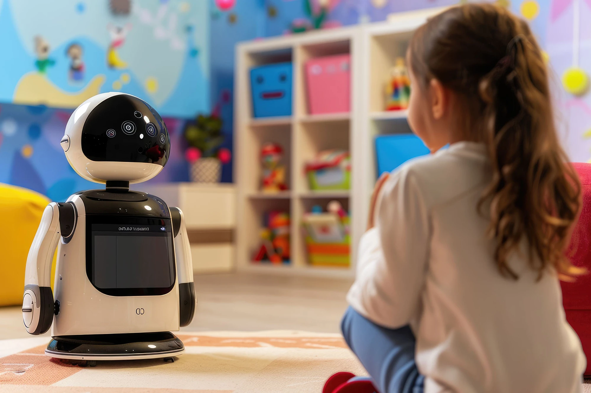 Criança aprendendo com a inteligência artificial na educação infantil.